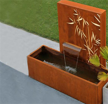 corten steel water feature